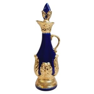 Jim Beam 1966 "Majestic" 14.5 Inch Decanter – Cobalt Blue PitcherGold Accents‎